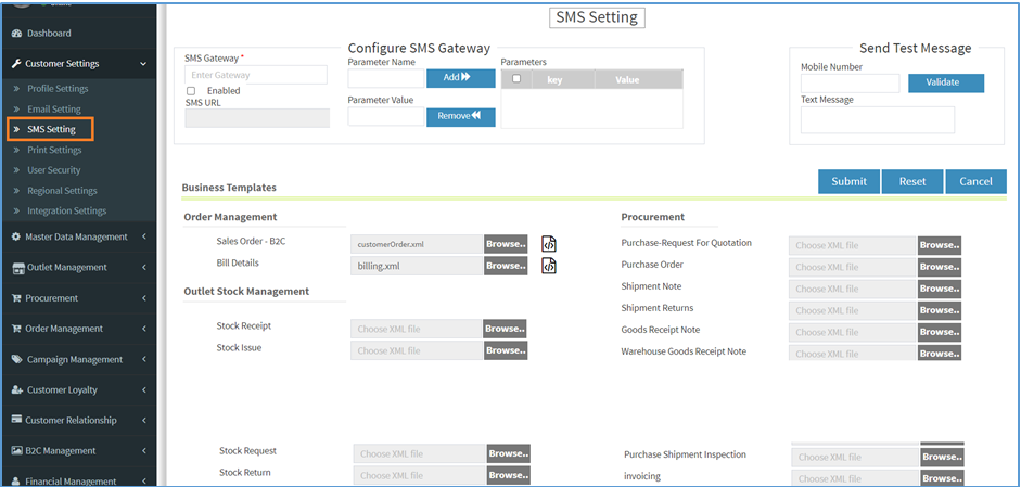 SMS Settings